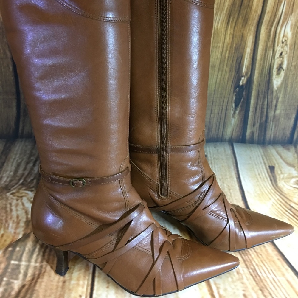 Tan, leather boots - 6.5
